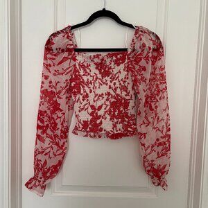 NWT Japna Singh Top with Sheer Sleeves